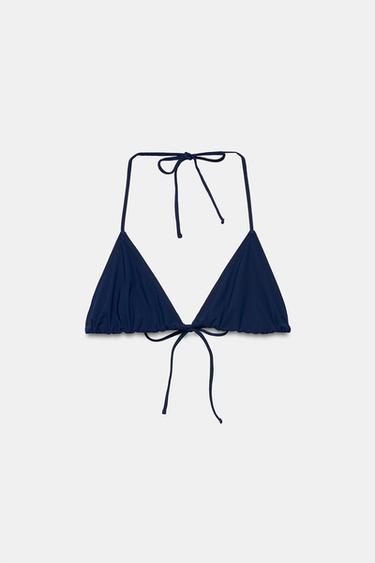 PLAIN TRIANGLE BIKINI TOP - Navy blue by Zara - Image 7