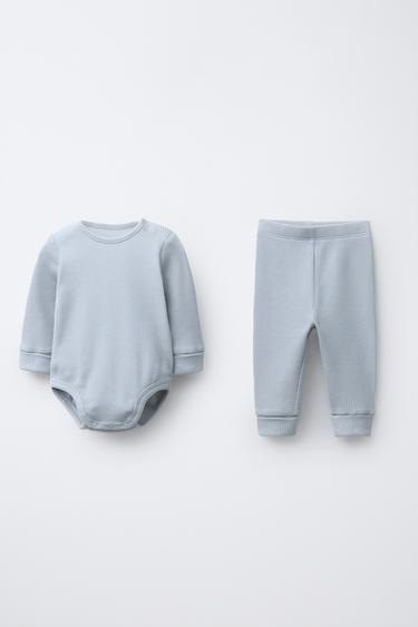 WAFFLE BODY AND LEGGINGS PACK - Light blue by Zara