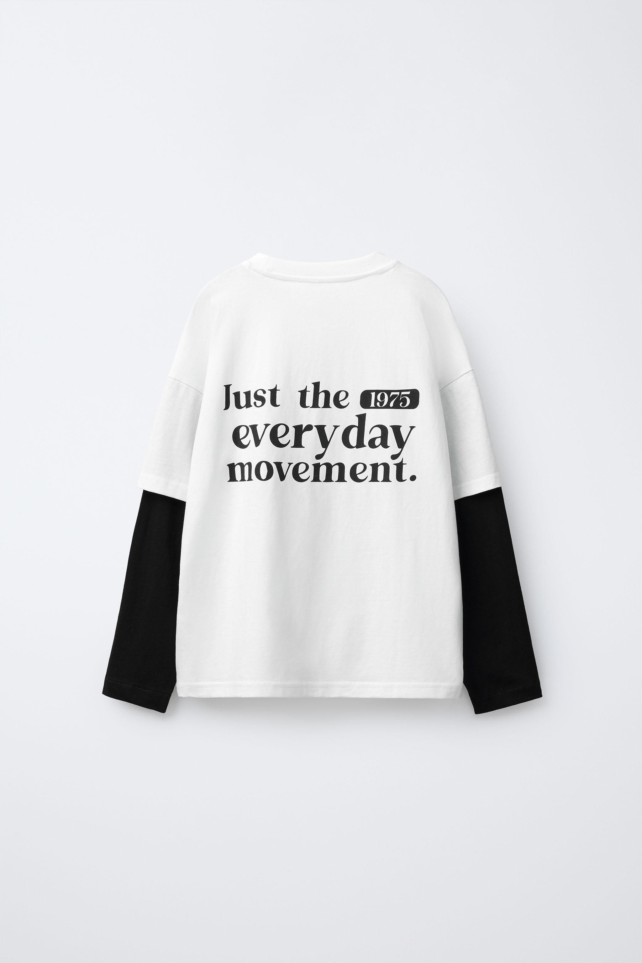 DOUBLE SLEEVE TEXT T-SHIRT