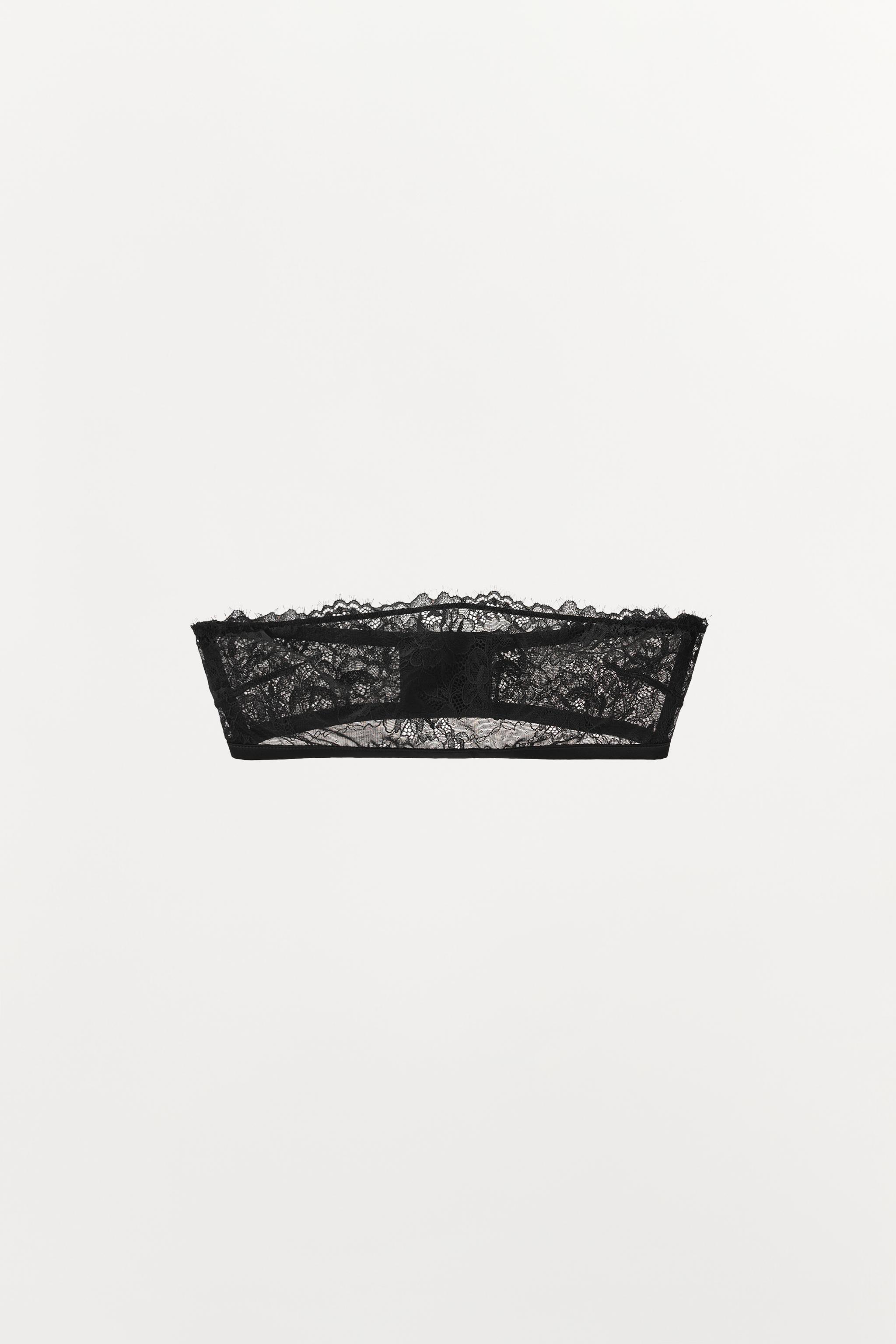 LACE STRAPLESS BRA — Black
