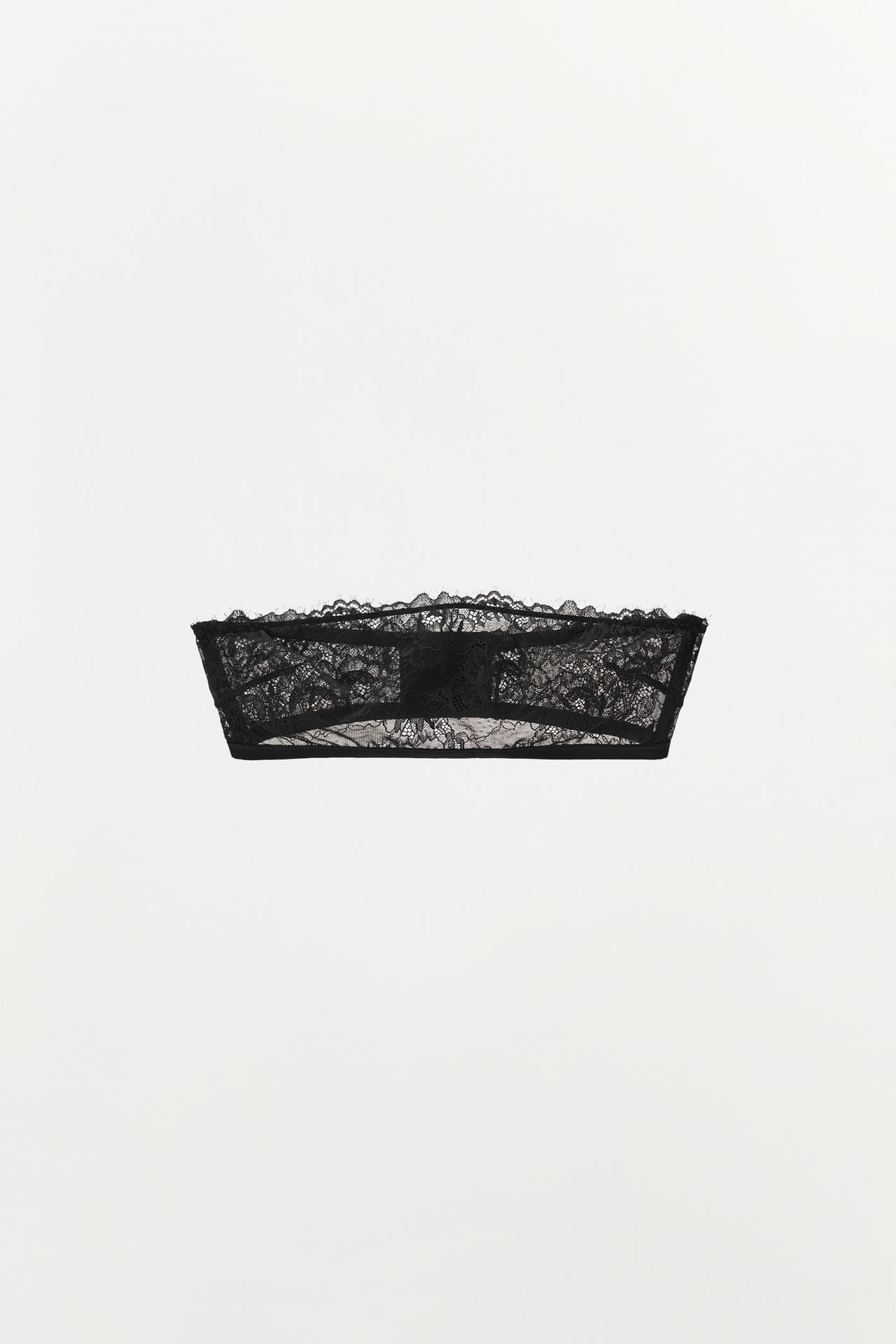 STRAPLESS LACE BRA — Black