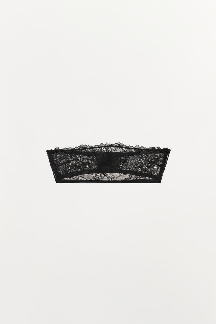 STRAPLESS LACE BRA — Black
