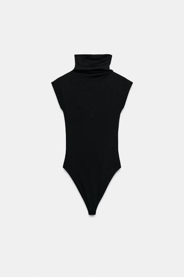 COTTON HIGH-NECK BODYSUIT - Black by Zara