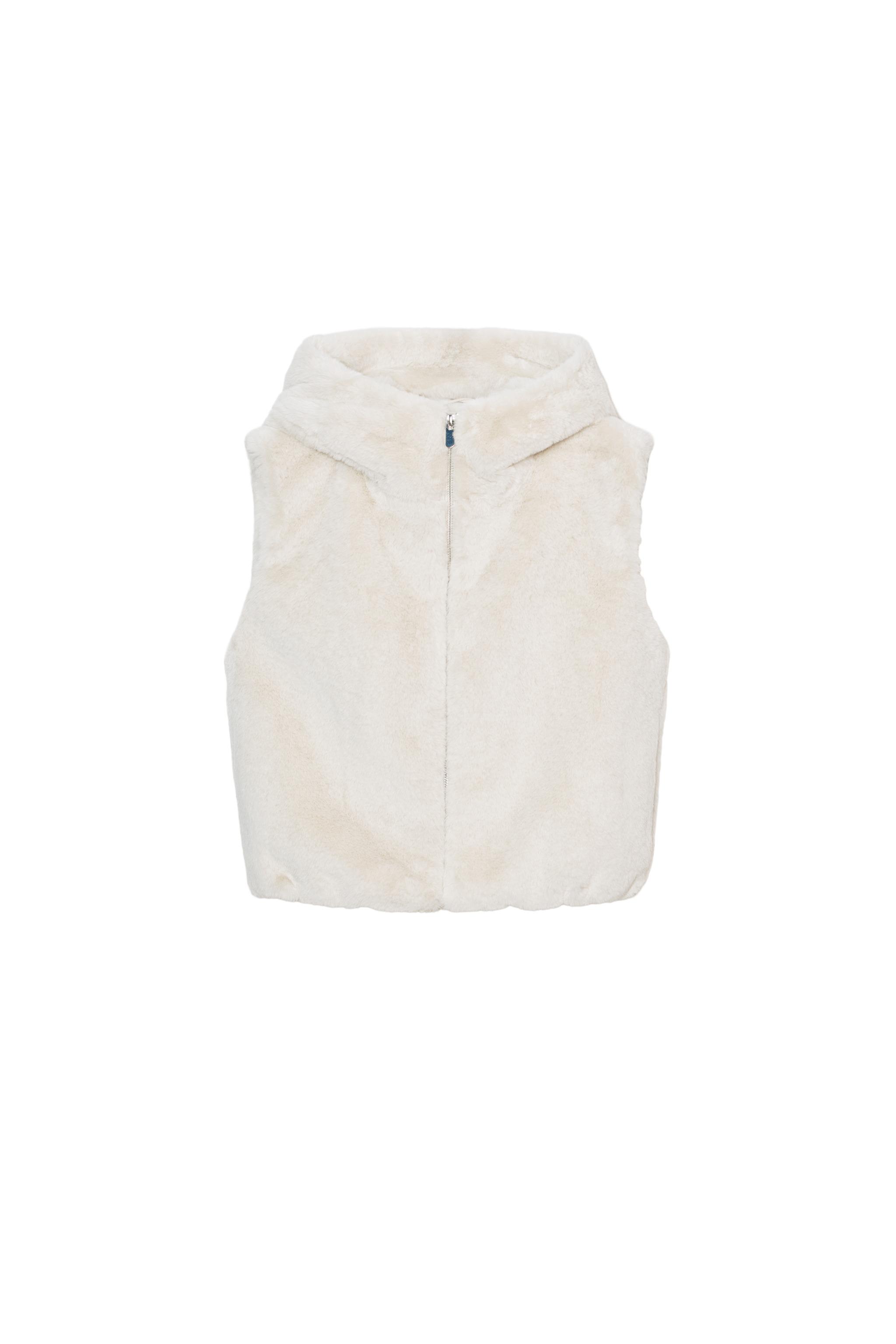 フェイクファー フードベスト - エクリュ | ZARA Japan / 日本