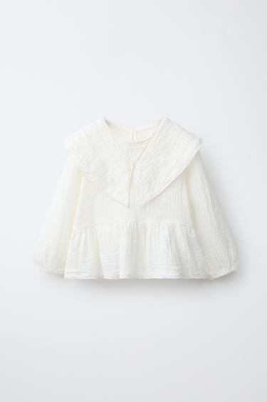 TEXTURED ROMANTIC BLOUSE - Ecru by Zara - Image 0