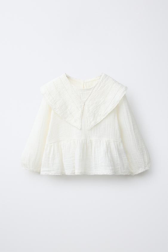 TEXTURED ROMANTIC BLOUSE - Ecru by Zara - Image 0