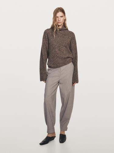 Zara Wool blend trousers with buckle detail - Mink