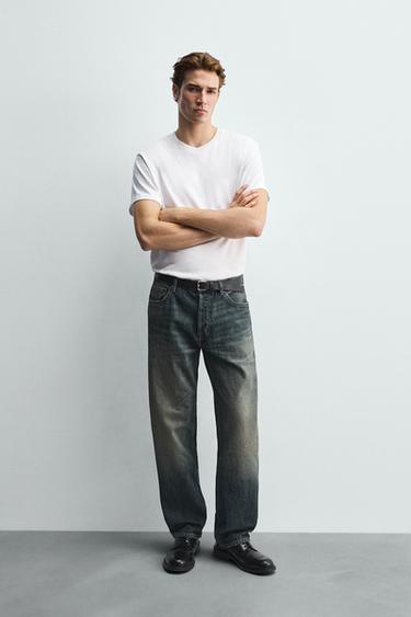 STRAIGHT FIT JEANS - Mid-blue by Zara
