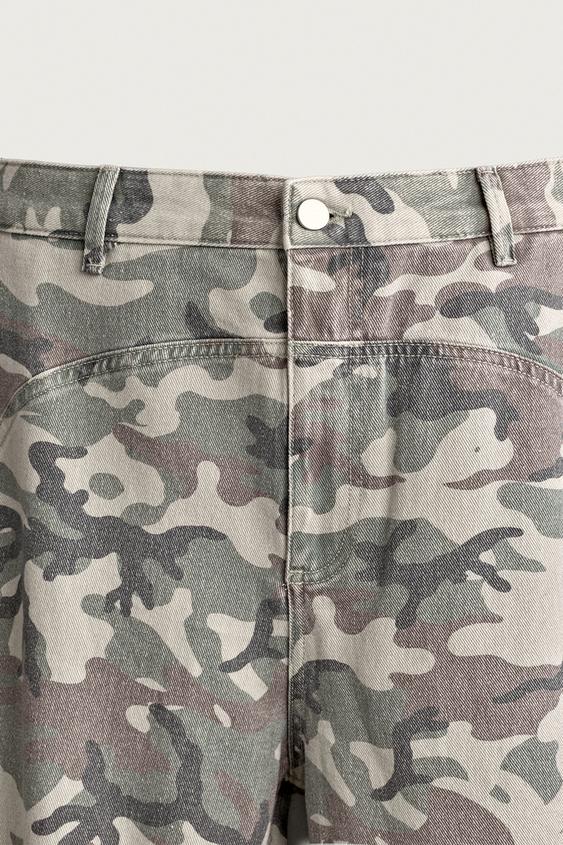 PANTALON BARREL FIT IMPRIMÉ ABSTRAIT - Kaki de Zara - Image 8