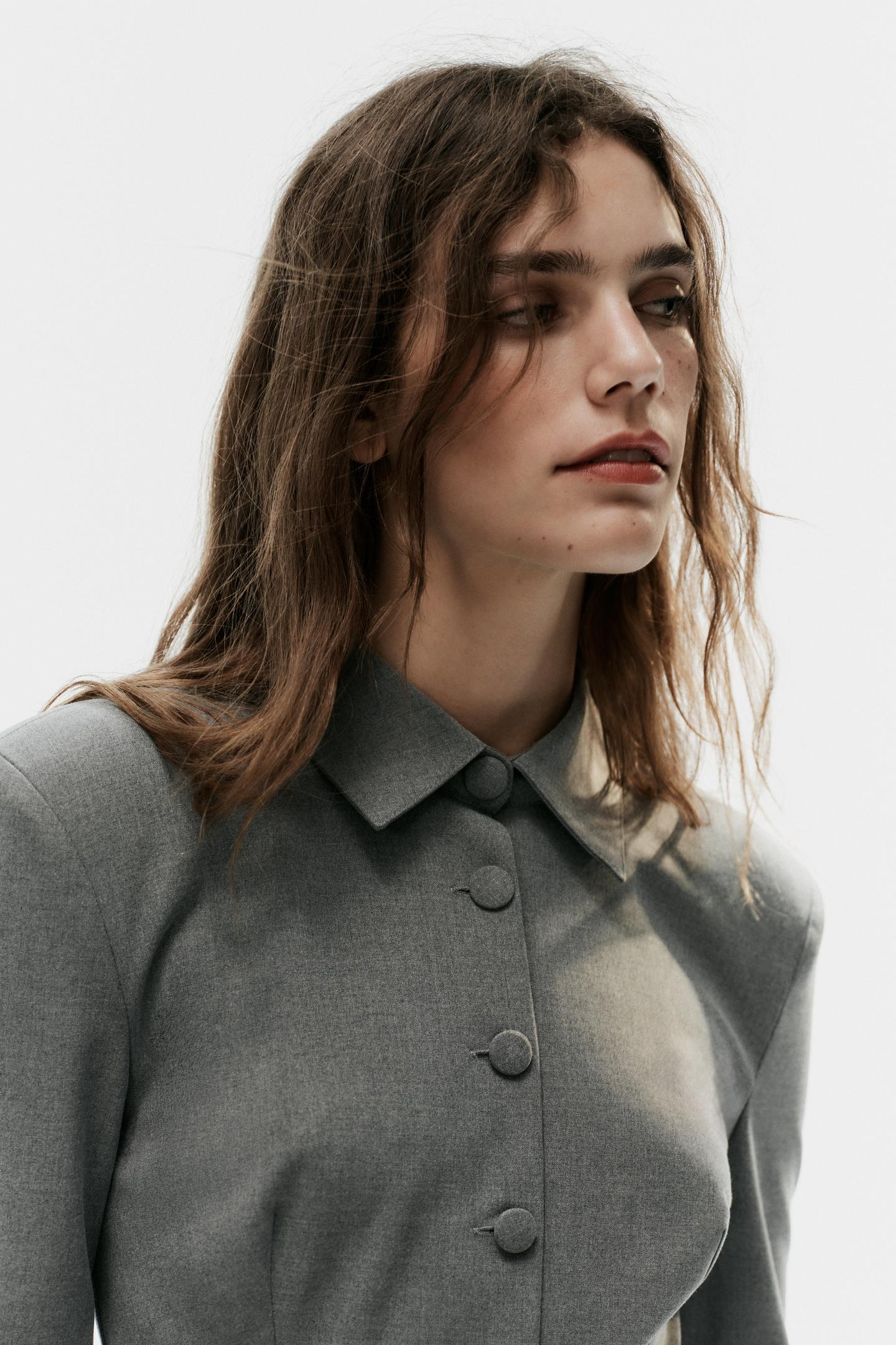 Женское платье Zara Mini Shirt Dress, цвет: Светлый серый — фото 4
