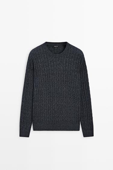 Zara Cable knit round neck sweater - Indigo