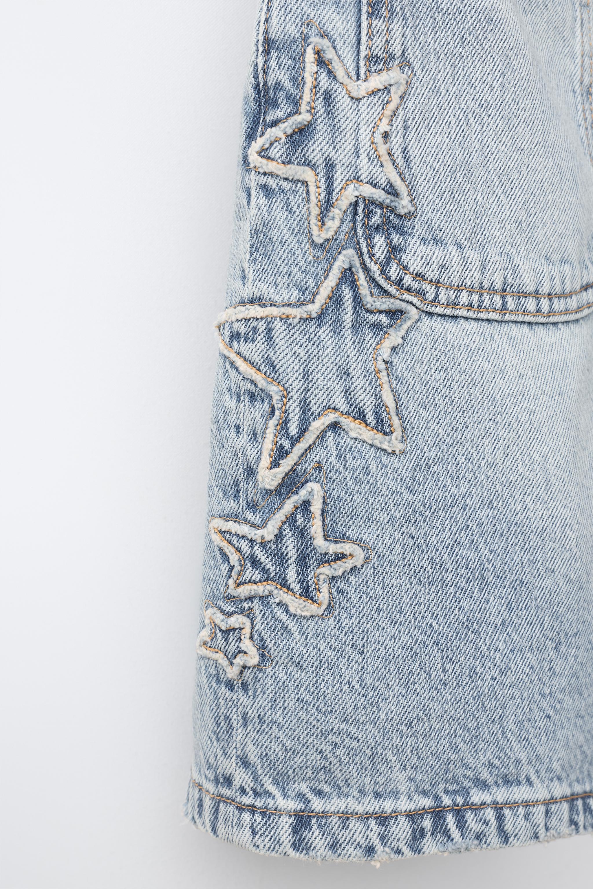 STAR DENIM SHORTS — Mid-blue