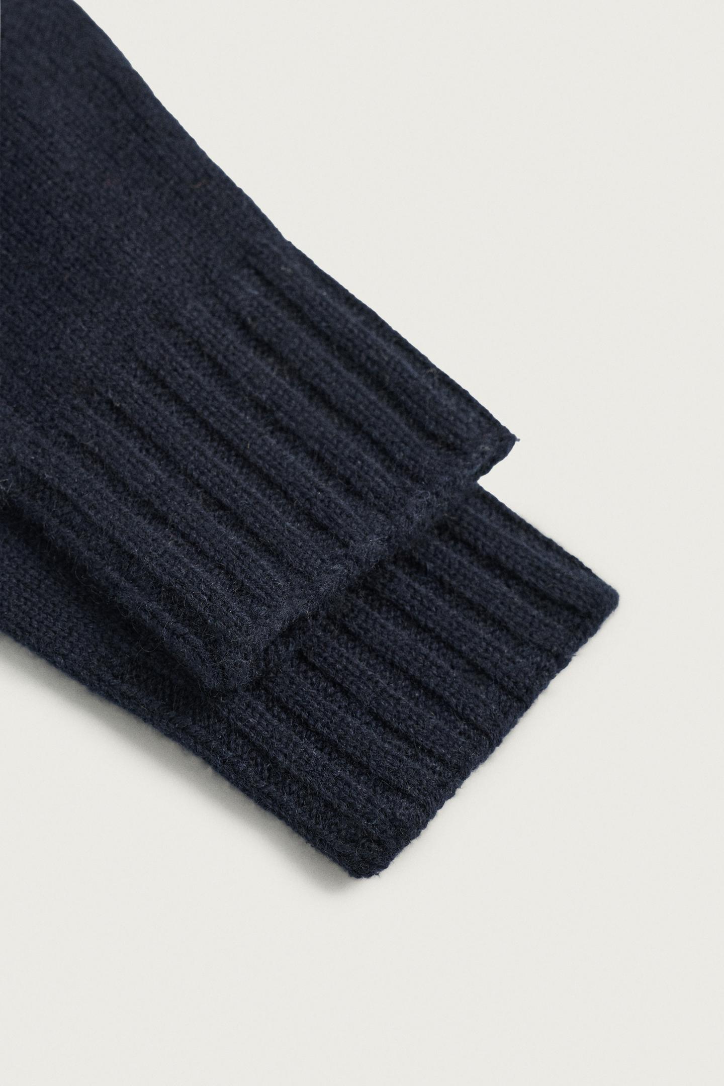 Мужские перчатки Zara Wool Blend Knit Gloves, цвет: Тёмный тёмно-синий — фото 3