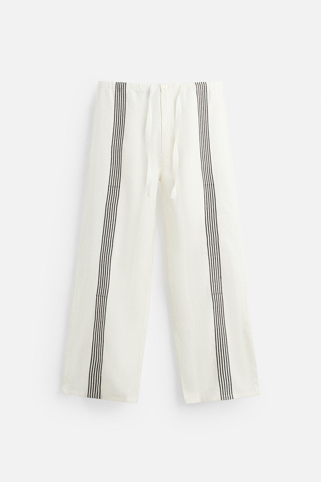 100% LINEN TROUSERS WITH STRIPES