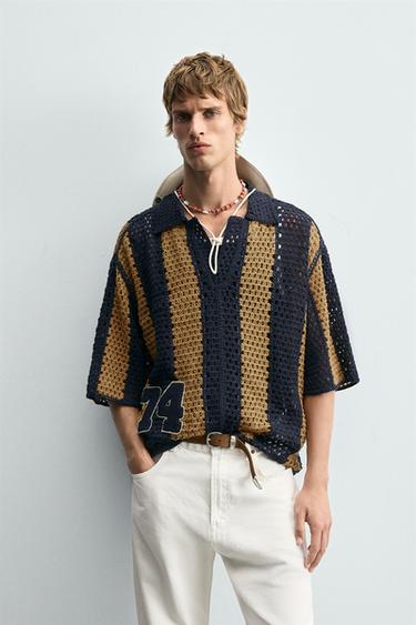 CHEMISE CROCHET PIÈCE - Bleu marine de Zara