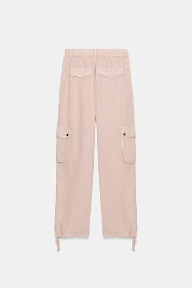 PANTALON CARGO EFFET DÉLAVÉ - Rose pâle de Zara - Image 5