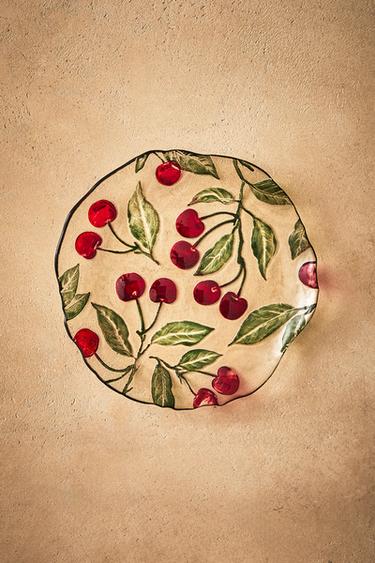 GLASS DESSERT PLATE WITH CHERRIES -  by Zara - Image 6