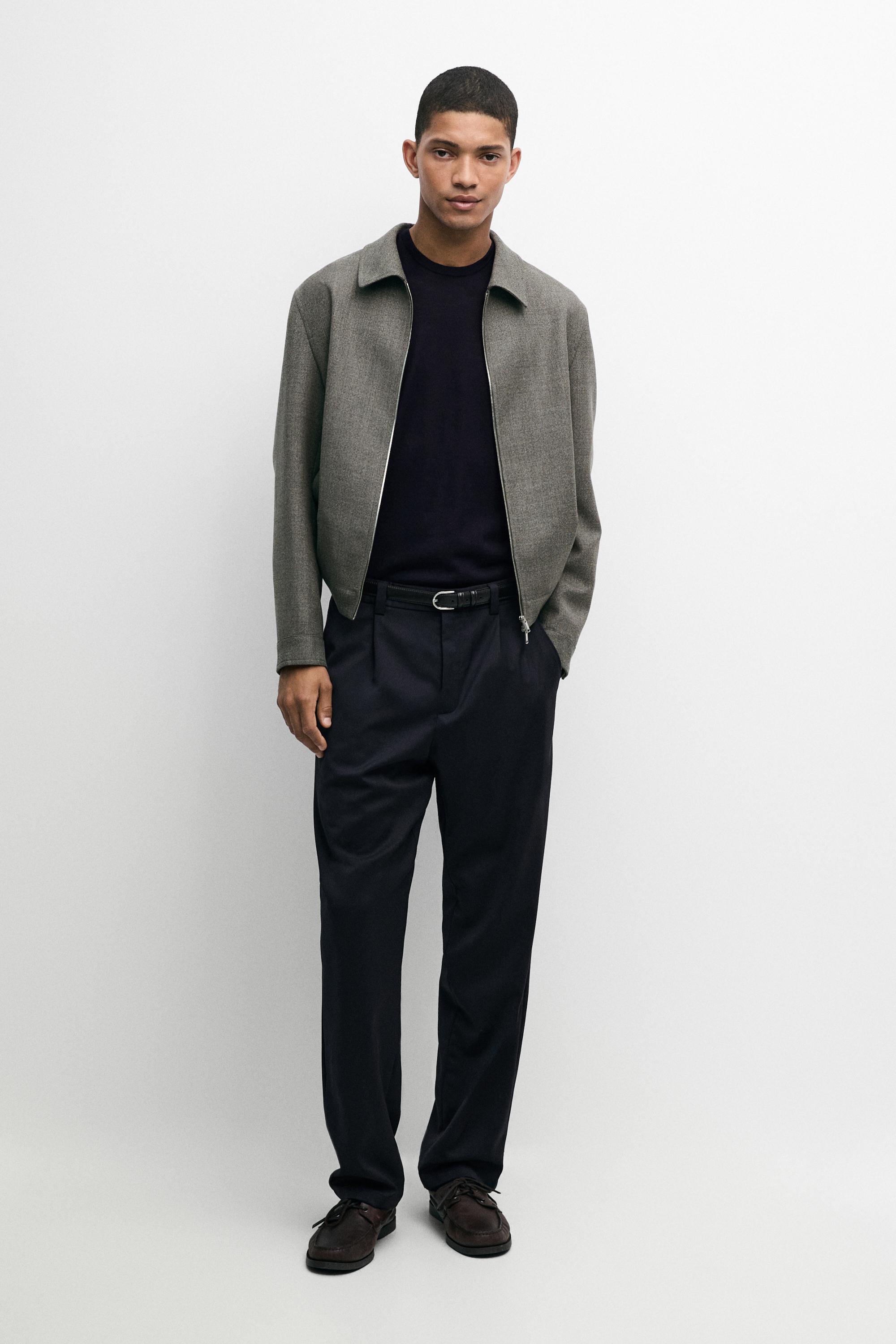 100% wool straight-leg pants — Navy blue