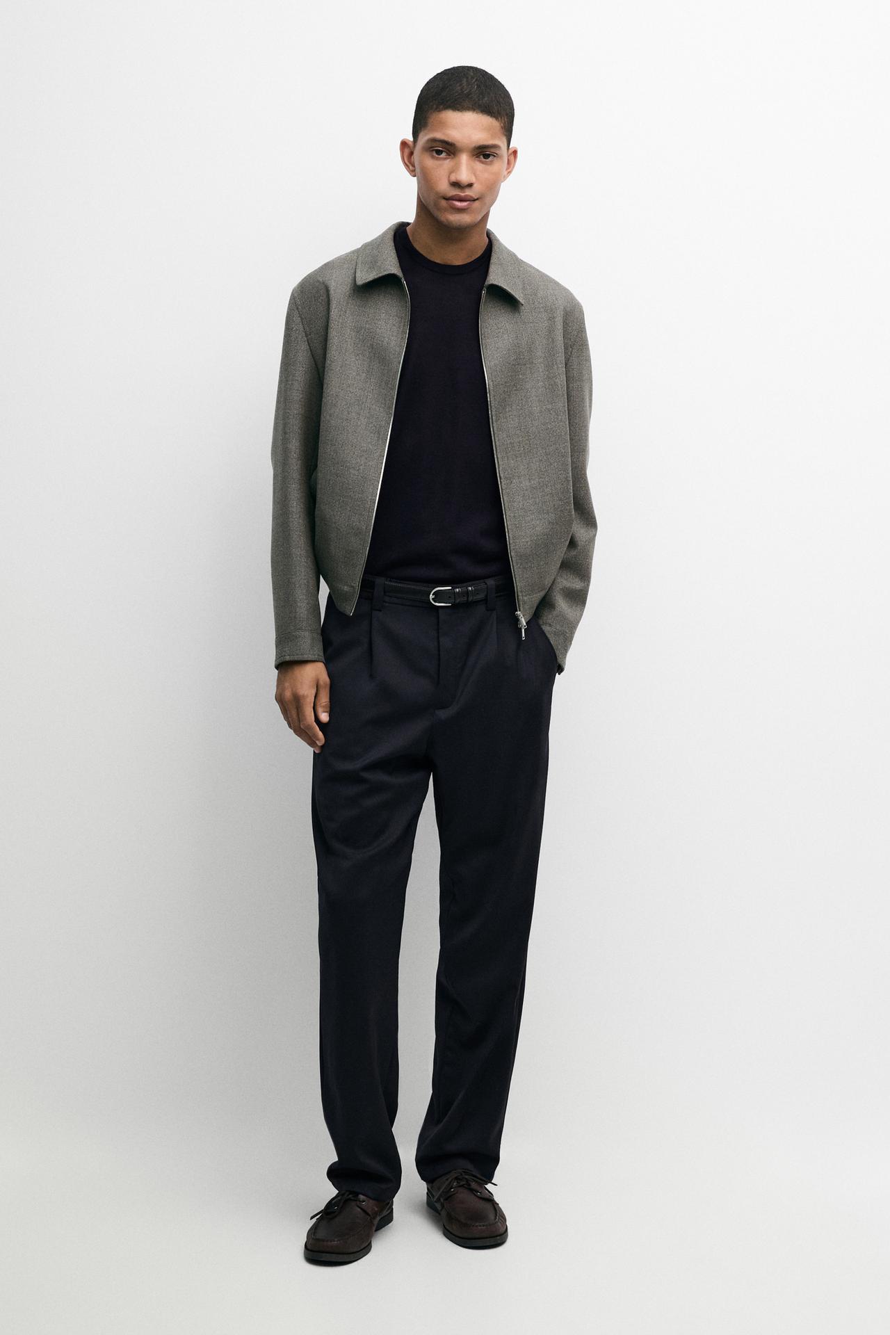 100% wool straight-leg pants — Navy blue