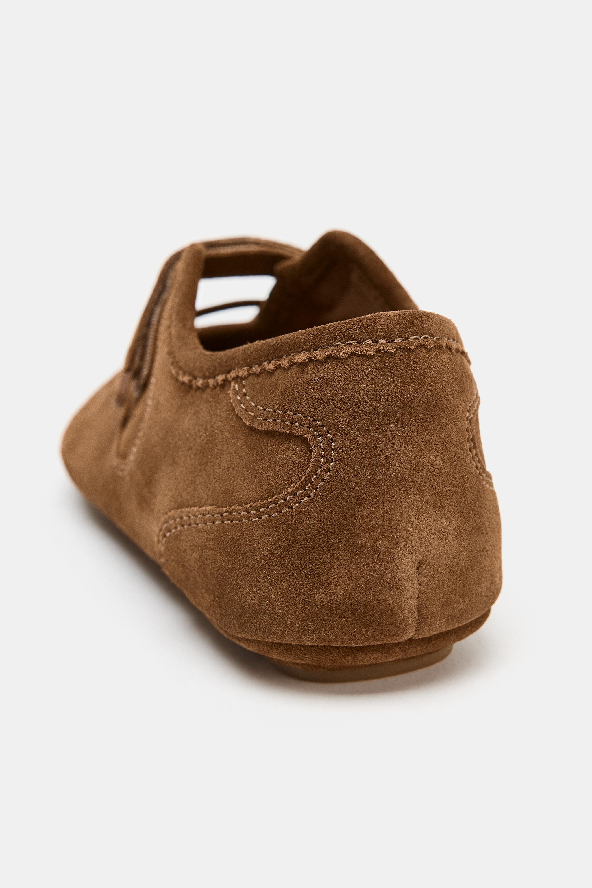 SPLIT LEATHER ATHLETIC BALLET FLATS