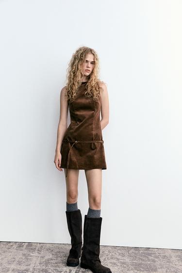 CORDUROY BELTED DRESS - Brown by Zara