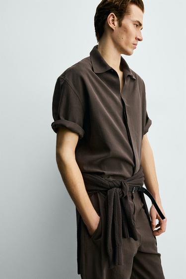 FLUID RELAXED FIT SHIRT - Brown by Zara - Image 4
