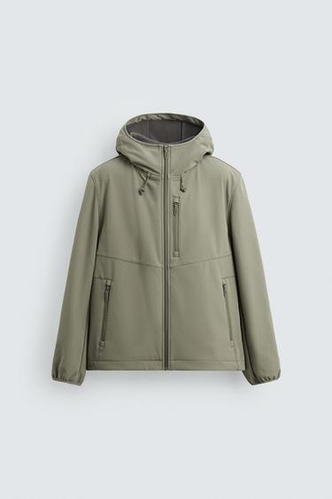 Zara COMBINED HOODED TECHNICAL JACKET - Gray green