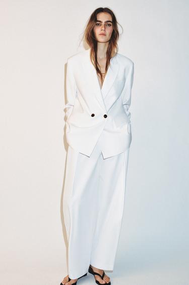 BLAZER DOPPIOPETTO OVERSIZE CON SPALLINE - Bianco di Zara