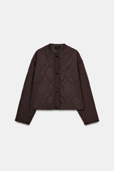 Zara SHORT PUFFER JACKET - Brown - Image 0