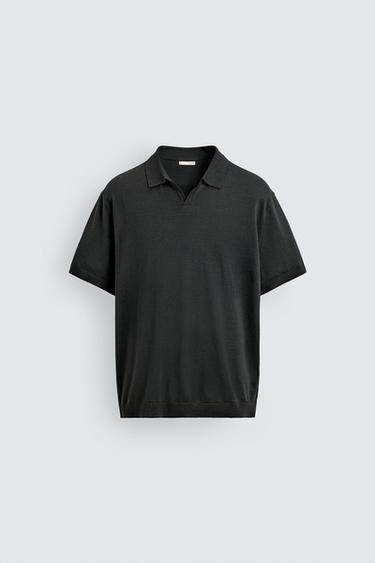 REGULAR FIT KNIT POLO SHIRT - Anthracite Grey by Zara