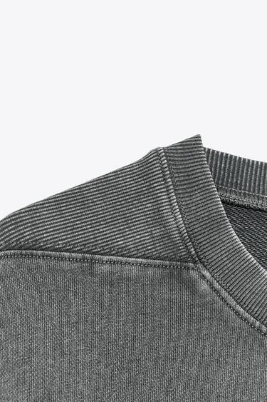 SWEAT EFFET DÉLAVÉ - Gris foncé de Zara - Image 6
