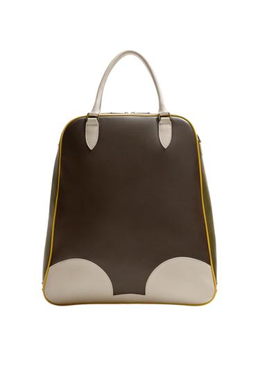 Zara LEATHER SHOPPER BAG HARRY LAMBERT FOR ZARA X DISNEY - Brown