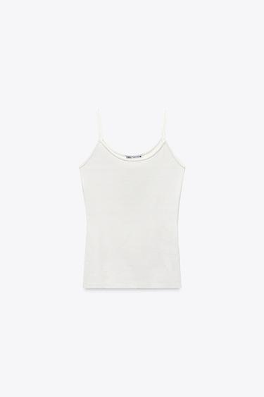 POLYAMIDE TOP WITH THIN STRAPS - Ecru by Zara