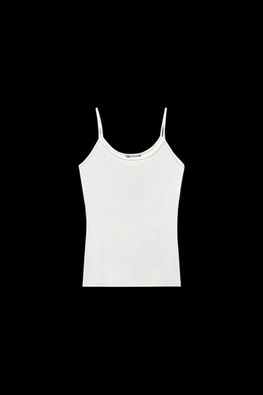 POLYAMIDE TOP WITH THIN STRAPS - Ecru by Zara - Image 0