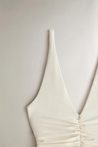 MAILLOT DE BAIN DE PLAGE FRONCÉ - Écru de Zara