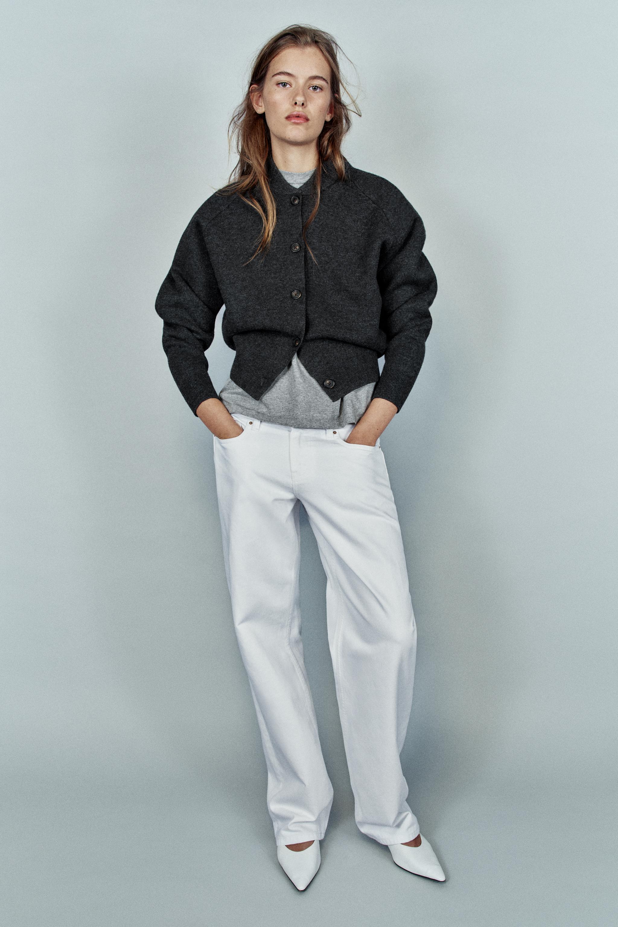 ふく ZARA ニットボンバージャケット S グレー 新品 ニットボンバージャケット - カーボングレー | ZARA Japan / 日本