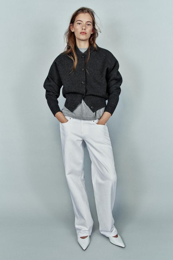 Zara PLETENA BOMBER JAKNA – antracit siva – Slika 0