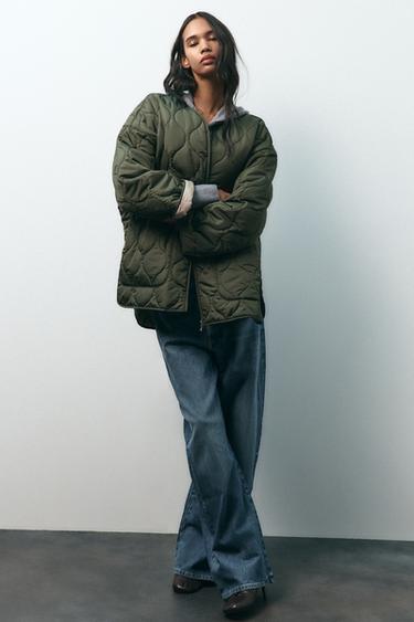 CHAQUETA OVERSIZE ACOLCHADA WATER REPELLENT - Oliva oscuro de Zara