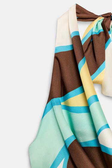 ROBE COURTE HALTER IMPRIMÉE - Multicolore de Zara - Image 4