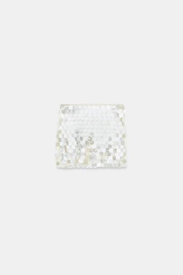 SEQUIN MINI SKIRT - Oyster-white by Zara - Image 8