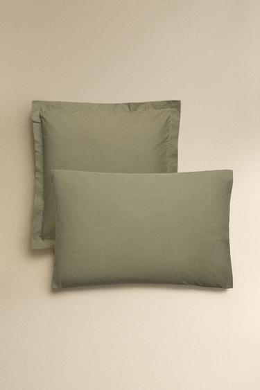 PERCALE PILLOWCASE (200 THREAD COUNT) - Green by Zara - Image 0