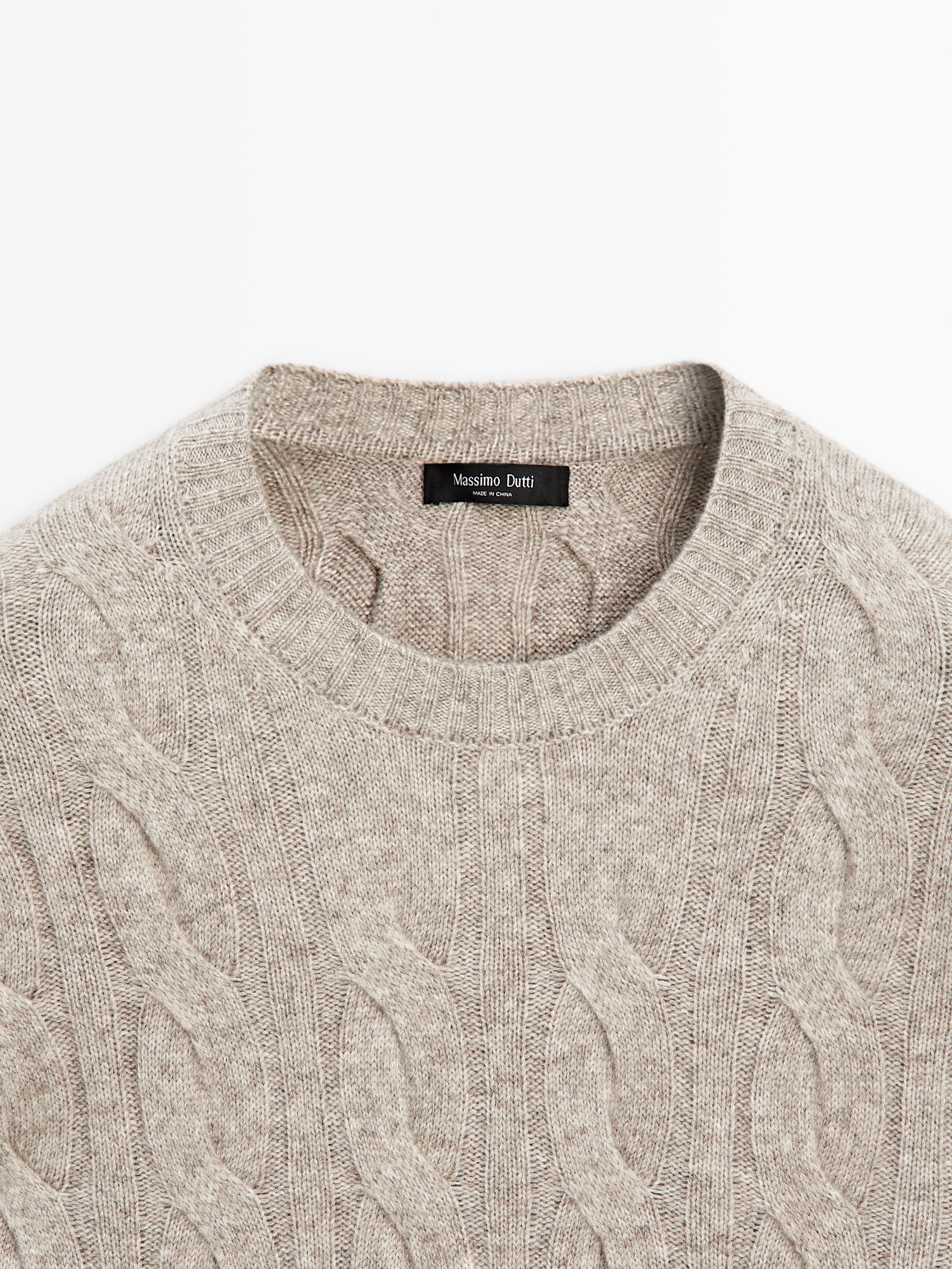 Cable-knit wool blend sweater