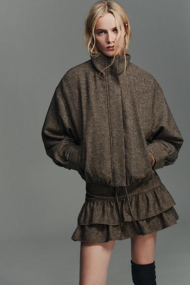 BLOUSON À CHEVRONS AVEC LAINE - marron chiné de Zara - Image 2