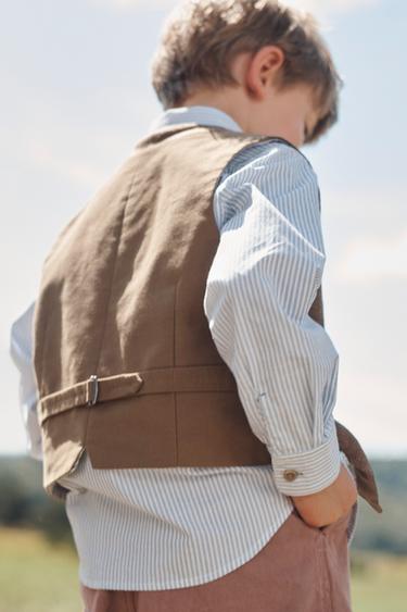 GILET À CHEVRONS AVEC LAINE ÉDITION LIMITÉE - Marron de Zara - Image 1