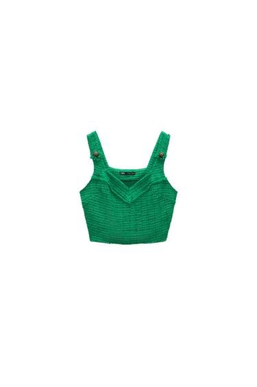 TEXTURED WEAVE CROPPED TOP