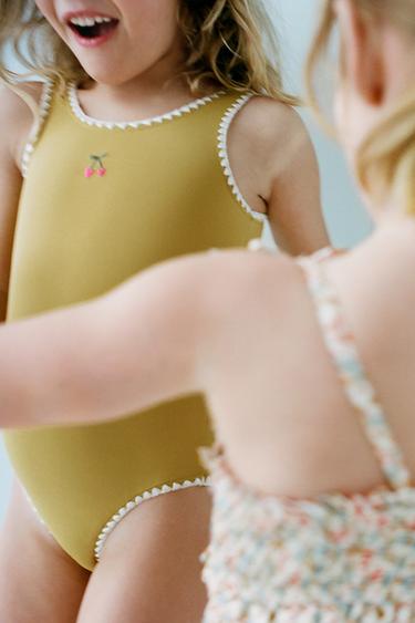 Zara 2-6 YEARS/ EMBROIDERED SWIMSUIT - Khaki