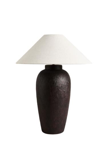 CERAMIC LINEN TABLE LAMP - Black by Zara