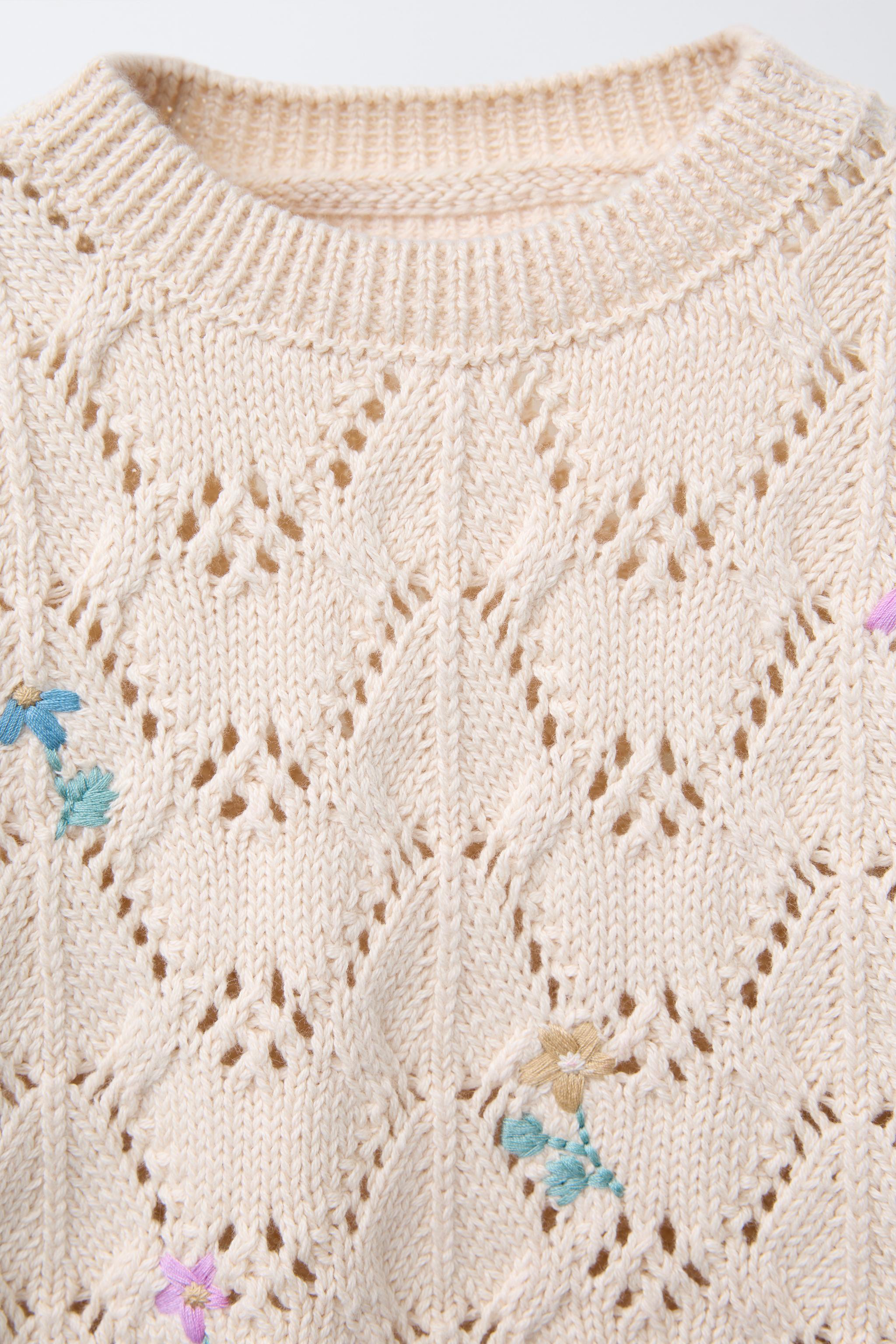 Annie Flower Knit Sweater | Cream