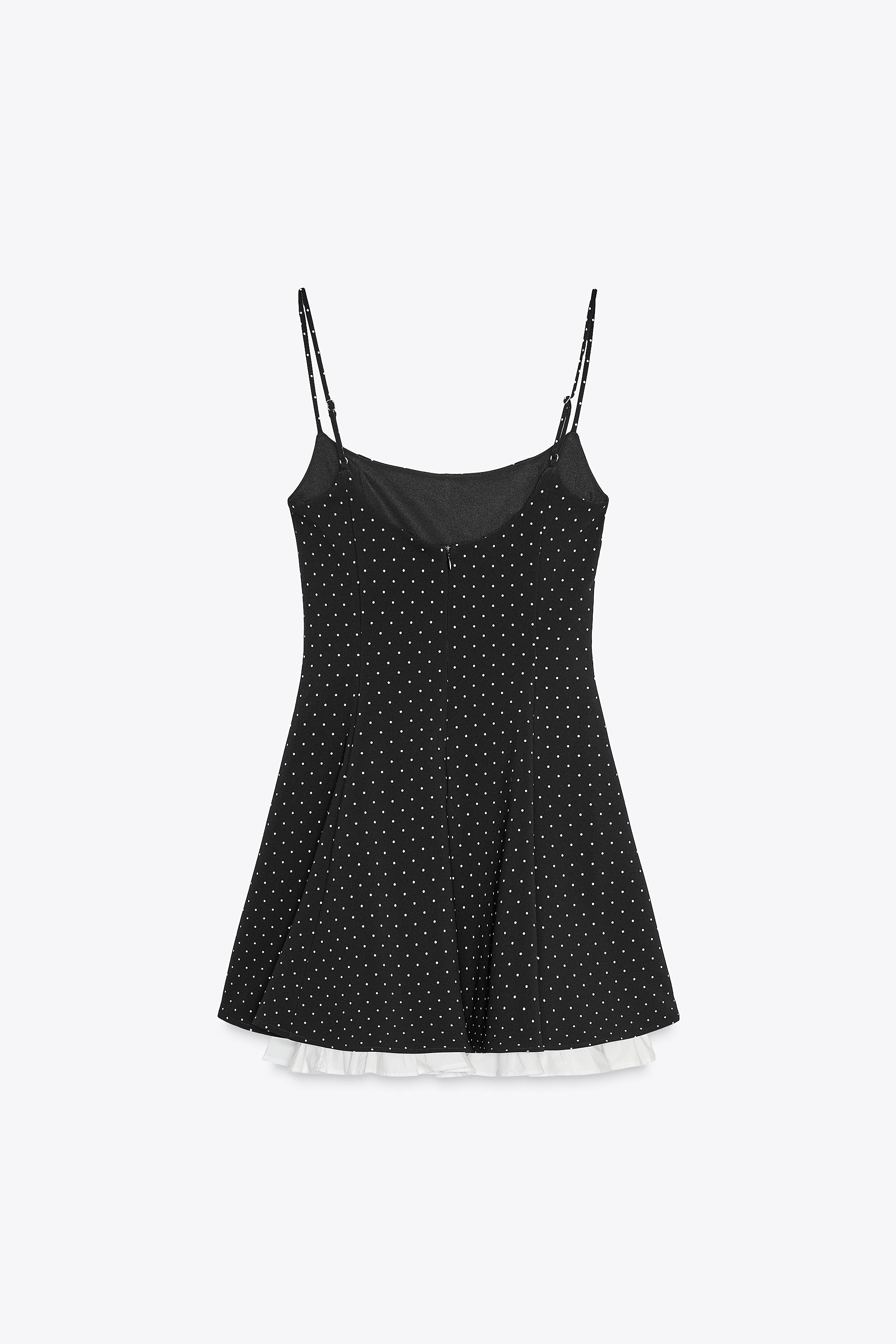 完売品 ZARA ドット柄コンビワンピース S新品タグ付き ブラック ドット柄コンビワンピース - ブラック/ホワイト | ZARA Japan / 日本