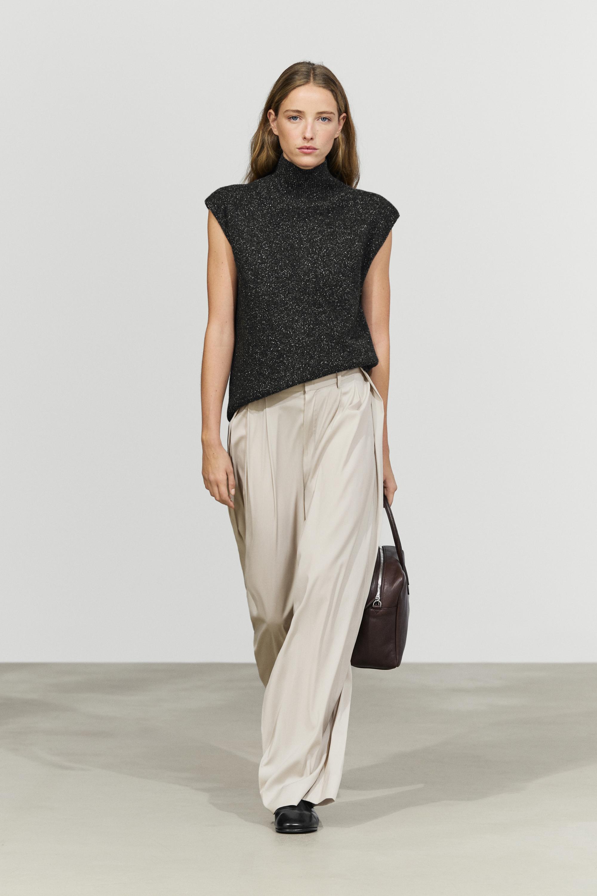 Wool-silk blend knit turtleneck vest - Anthracite Gray | ZARA Canada